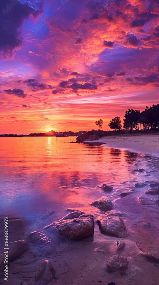 Canvas Prints sun down on the ocean side