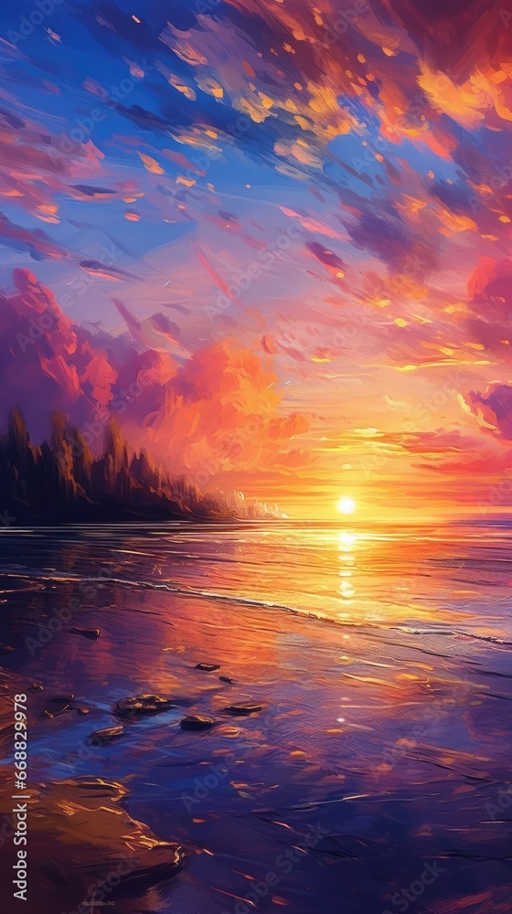 Canvas Prints sun down on the ocean side