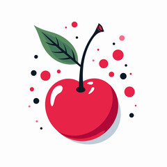 simplified flat vector art  image of cherry on white background