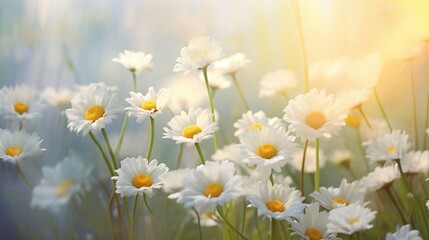 Delicate daisies reaching out towards the sunlight, embodying hope and rejuvenation.