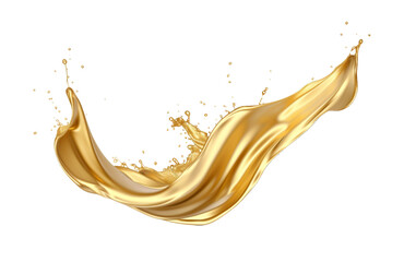 luxury sparkling golden splash waves isolated on a transparent background, Abstract liquid wave, Luxury gold splash, Abstract gold fluid splash. Generative AI 