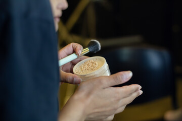 Fototapeta premium professional makeup team in a dressing room