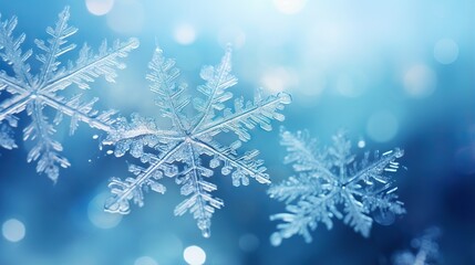 Fototapeta na wymiar a close up of a snowflake on a blue background. generative ai