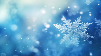 Fototapeta na wymiar a close up of a snowflake on a blue background. generative ai