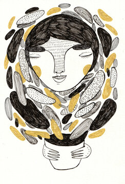 A girl smelling her hot cup of tea