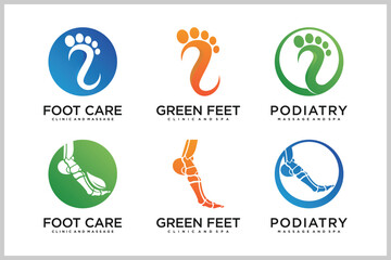 Set bundle podiatry Reflexology logo design unique concept Premium Vector