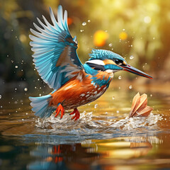 kingfisher flying. AI generated.