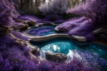 Translucent Pools of Amethyst, Periwinkle, and Lavender, Swirling into a Whimsical Potion, Beckoning Viewers to a World of Enchantment.