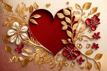 Decorative Love Hearts background - generative AI - Valentines Day backgrounds