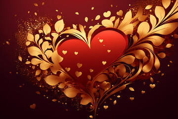 Decorative Love Hearts background - generative AI - Valentines Day backgrounds