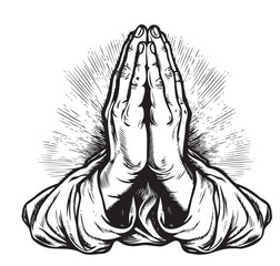 Praying hands sketch drawn in hand graphic style Vector Religion - obrazy, fototapety, plakaty