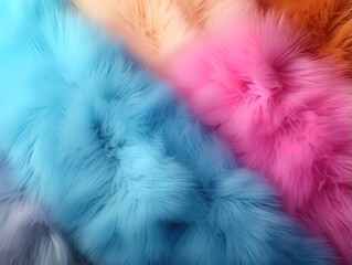 Multicolored faux Multicolored faux fur rainbow gradient. Generative Ai