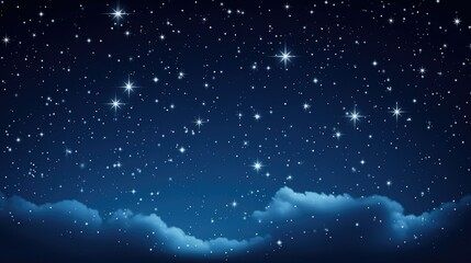 Naklejka premium Sparkling graphics of shimmering stars in a deep blue night sky