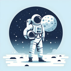 Astronaut in outer space. Gradient Vector illustration in flat style.