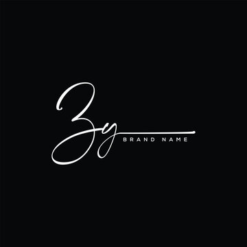 ZY letter beauty handwriting vector logo. 