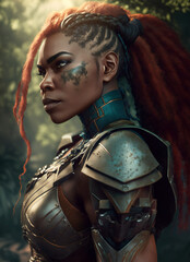 RPG DND fantasy character for Dungeons and Dragons, Roleplay, Avatar, female warrior, soldier, hero