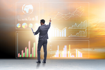 Businessman in visual analytics business concept