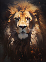 A lion's head is in great detail, in the style of precision painting