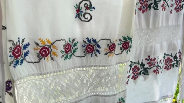 ukrainian national old vintage handmade embroidered rushnyk towels , symbol of Ukraine  1946