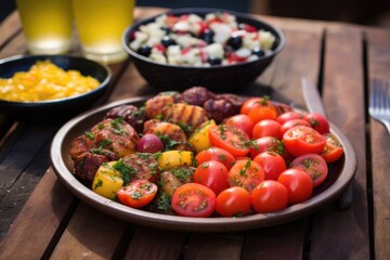 Fototapeta na wymiar tomato salad served alongside argentinian asado