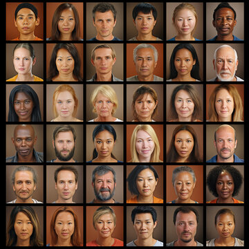 An image showing grid of the faces of many different people of different ethnic