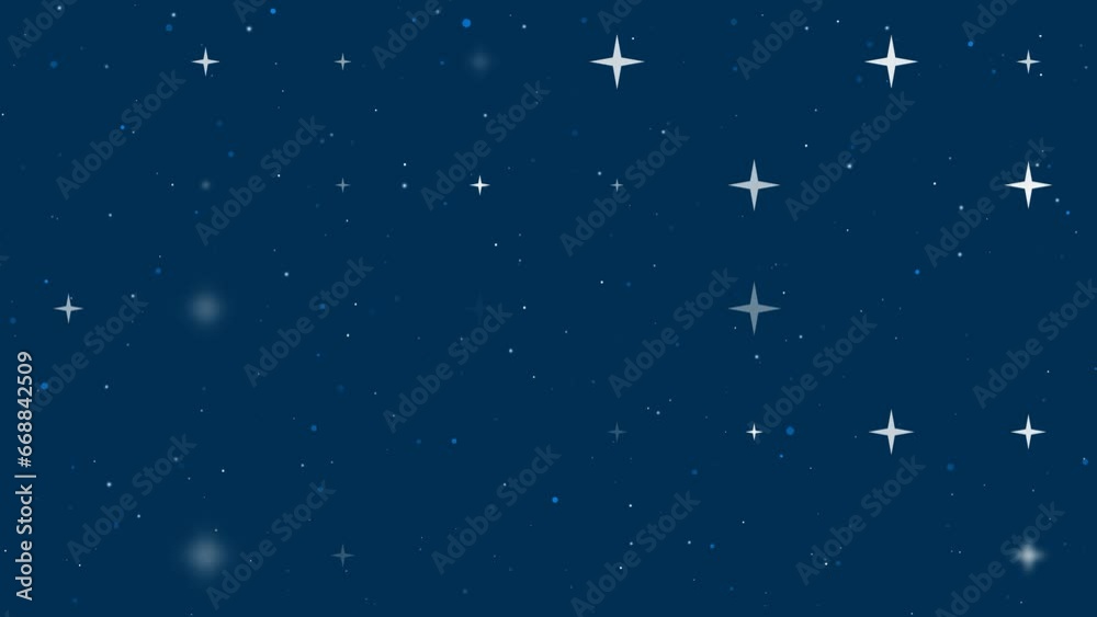 Poster template animation of evenly spaced star symbols of different sizes and opacity. animation of transp