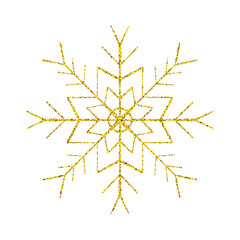 Gold line art christmas snowflake isolated on white
