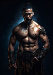 Fototapeta na wymiar RPG DND fantasy character for Dungeons and Dragons, Roleplay, Avatar, soldier, MMA, Fighter, Muscles, Warrior