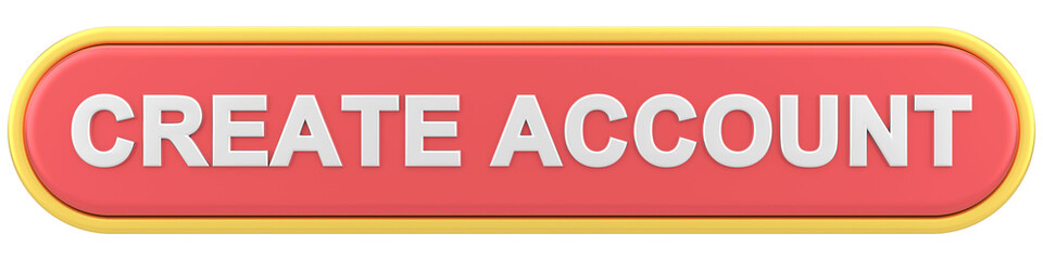 Create account button. 3D illustration.