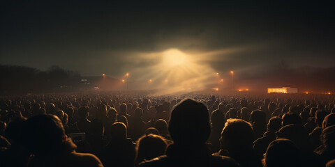 drone over festival crowd.