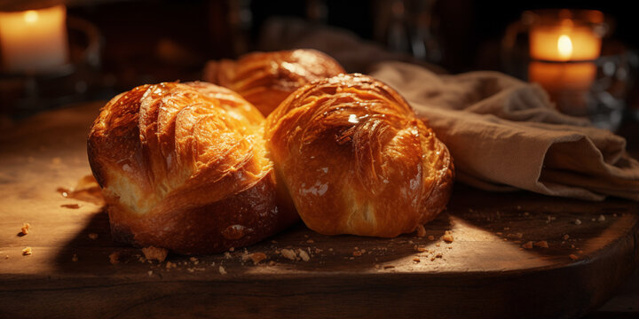 Brioche bread in closeup.