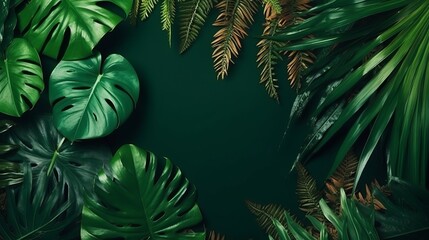 Fototapeta na wymiar Tropical leaves with copy space. Wallpaper concept. Banner concept