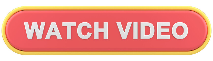 Watch video button. 3D illustration.