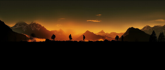 Outdoor scene with silhouettes