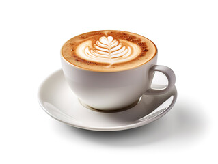 Cup latte Isolated on White, cartoon style. Generative Ai