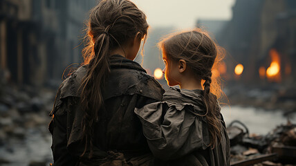 A young mother and child, refugees, were left homeless