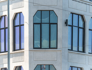 Hexagonal windows in an office building.