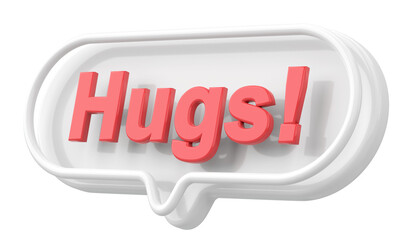 Hugs. Word and Phrase. 3D illustration.