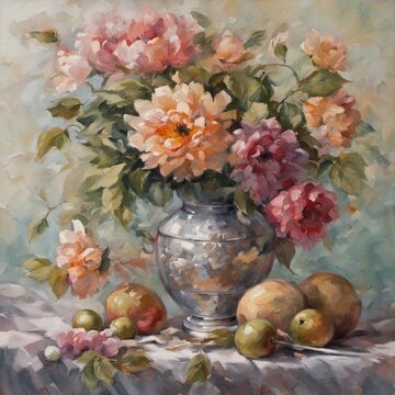 beautiful delicate still life painting, impressionism, contemporary art, detailed, high resolution