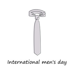 International men's day card drawn in one continuous line. One line drawing, minimalism. Vector illustration.