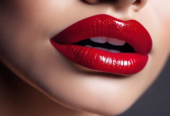 Fototapeta premium close up lips of woman with bright makeup 