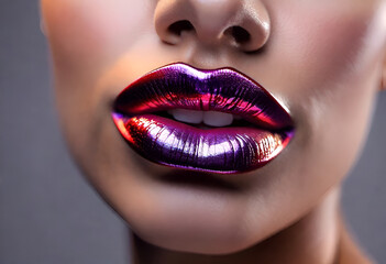 Obraz premium close up lips of woman with bright makeup 