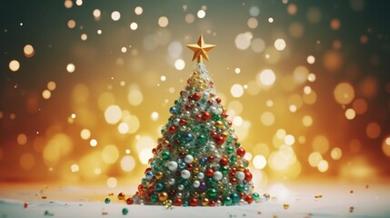 Eco-Friendly Christmas Tree Recycling: Green Tree with Various Recyclable Materials in a Recycling Bin