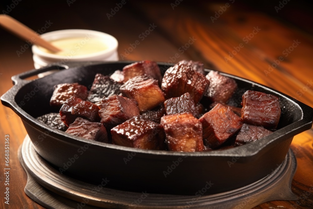 Wall mural burnt ends in a rustic stoneware dish - Wall murals