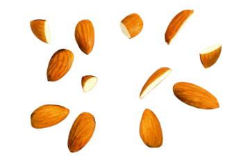 Fotobehang almond dry fruit flying isolated cutout in transparent background,png format © gv image