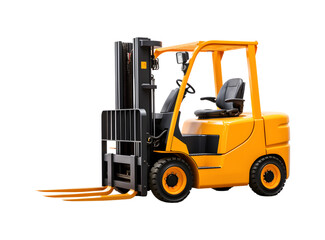 Forklift truck isolated on a transparent background, Forklift loader, Pallet stacker truck equipment at warehouse, Generative AI