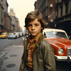 Fototapeta premium boy walking in the city