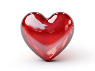 Red heart isolated on white. Generative Ai