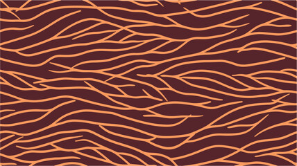 Boho wall decor. Different shades and thickness. Ultra wide size. Abstract vector illustration. Topographic map vector illustration, orange background. Abstract background. Seamless.