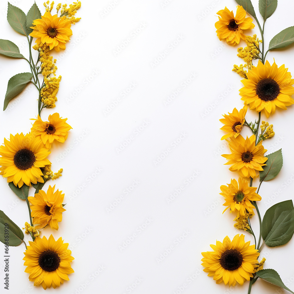 Wall mural Sunflower border to make your life more meaningful - Wall murals